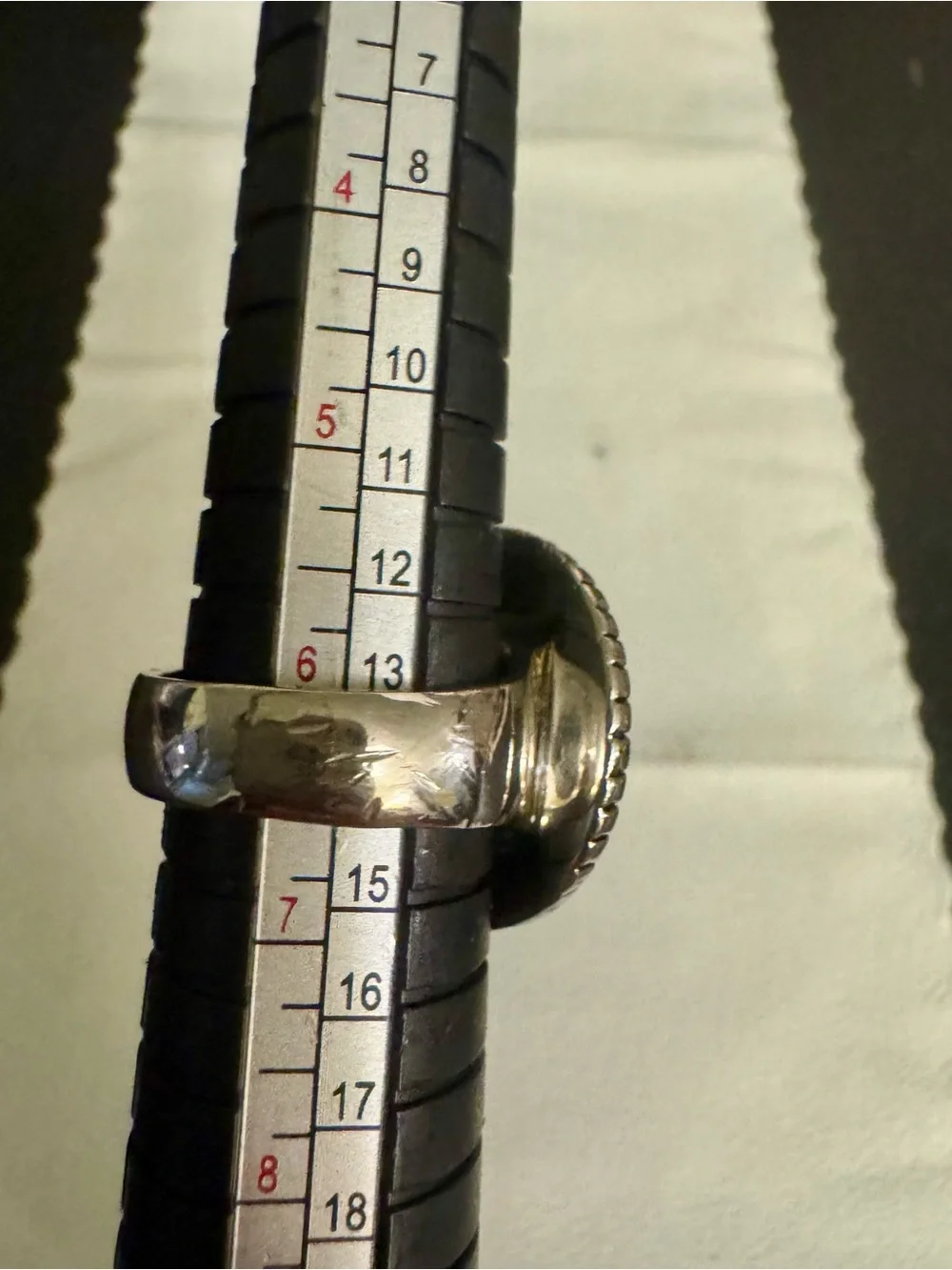 Rhinestone 'G' Accent Black Statement Ring